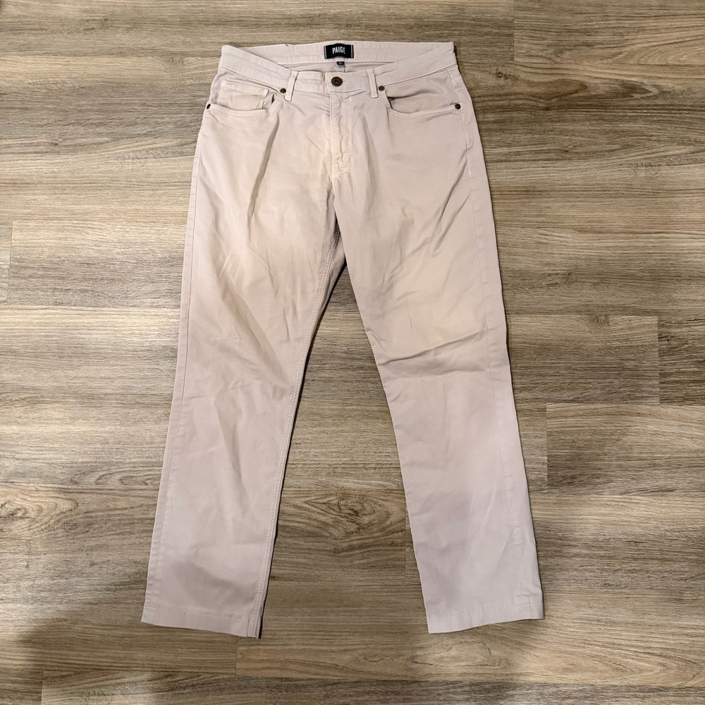 PAIGE Normandie Slim‎ Straight Pants Mens 32 Sea Shell Stretch USA